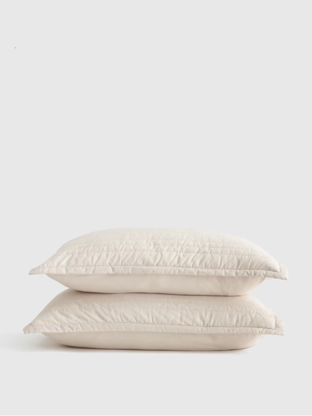 QUINCE Organic Cotton Stripe Stitch Quilted Sham Set Standard Sand 7575